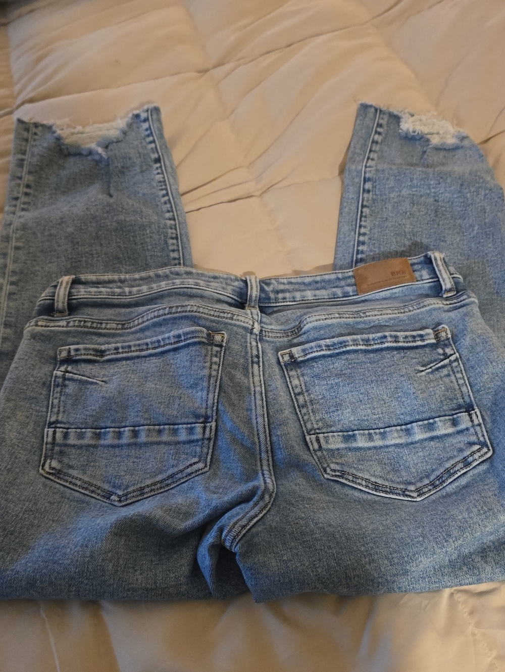BKE Light Blue Boyfriend Jeans with Frayed Hems